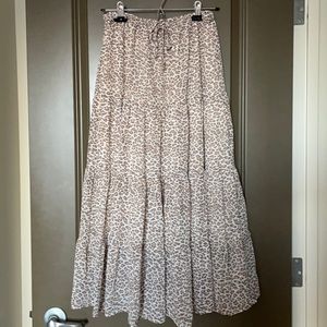 Aerie tiered, beige leopard print maxi skirt. Size Medium